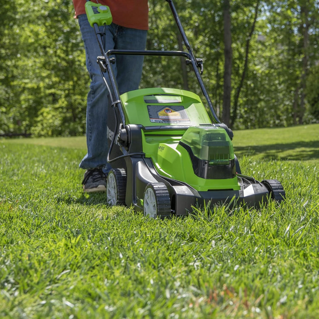 Greenworks 48V (24V x 2) 17' Cordless (Push) Lawn Mower (200+ Compatible Tools), (2) 4.0Ah Batteries and Dual Port Rapid Charger Included