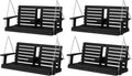 KINGYES Outdoor Hanging Porch Swing Set of 4, 2 Seat Patio Chair With Cup Holders, Waterproof Bench for Courtyard & Garden, 660LBS Weight Capacity, Black