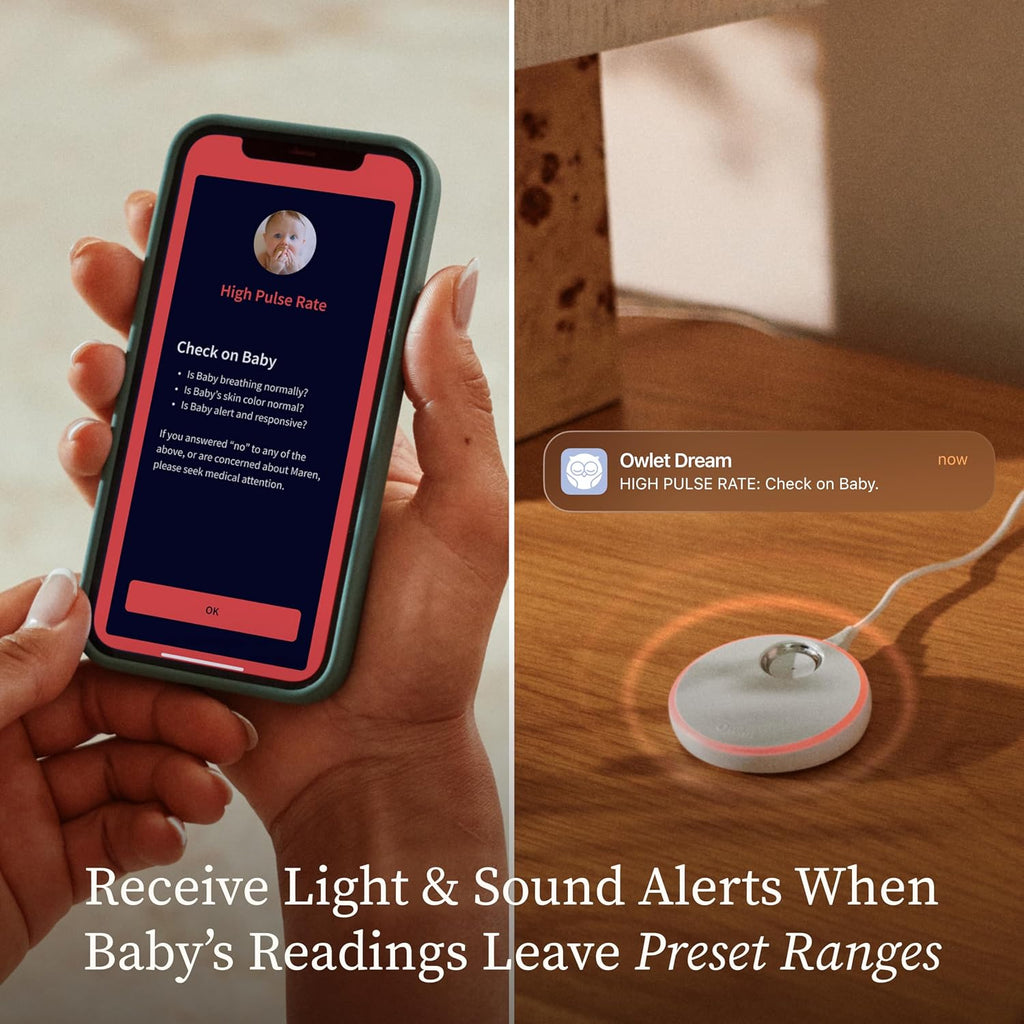 Owlet Dream Sock – Smart Wearable Baby Monitor, Infant SpO2 Monitor Tracks Heart Rate & Oxygen - Parents Receive Alerts, Sleep & Health Insights via App - Bedtime Blue