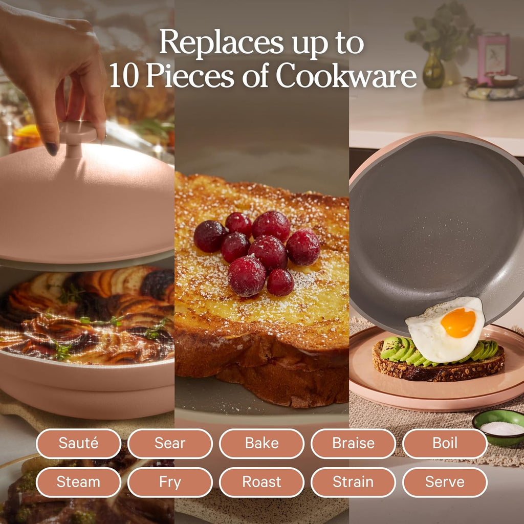 Our Place Always Pan 2.0 | 10.5' Ceramic Pan with Modular Lid, Steamer Basket & Spatula | Patented 10-in-1 Nonstick, Non-Toxic Cookware Made Without PFAS | Induction & Oven-Safe up to 450°F | Spice