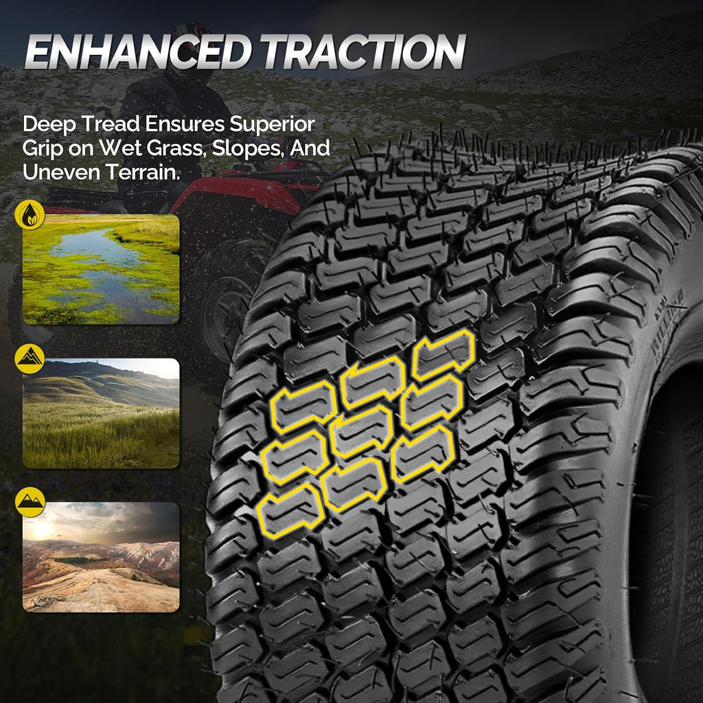 TUFFIOM 20x10.00-10 Lawn Mower Tires Set of 2, 4PR Turf Tire Lawn & Garden Tires, Compatible With Most Lawn & Garden Utility Vehicles, Tubeless