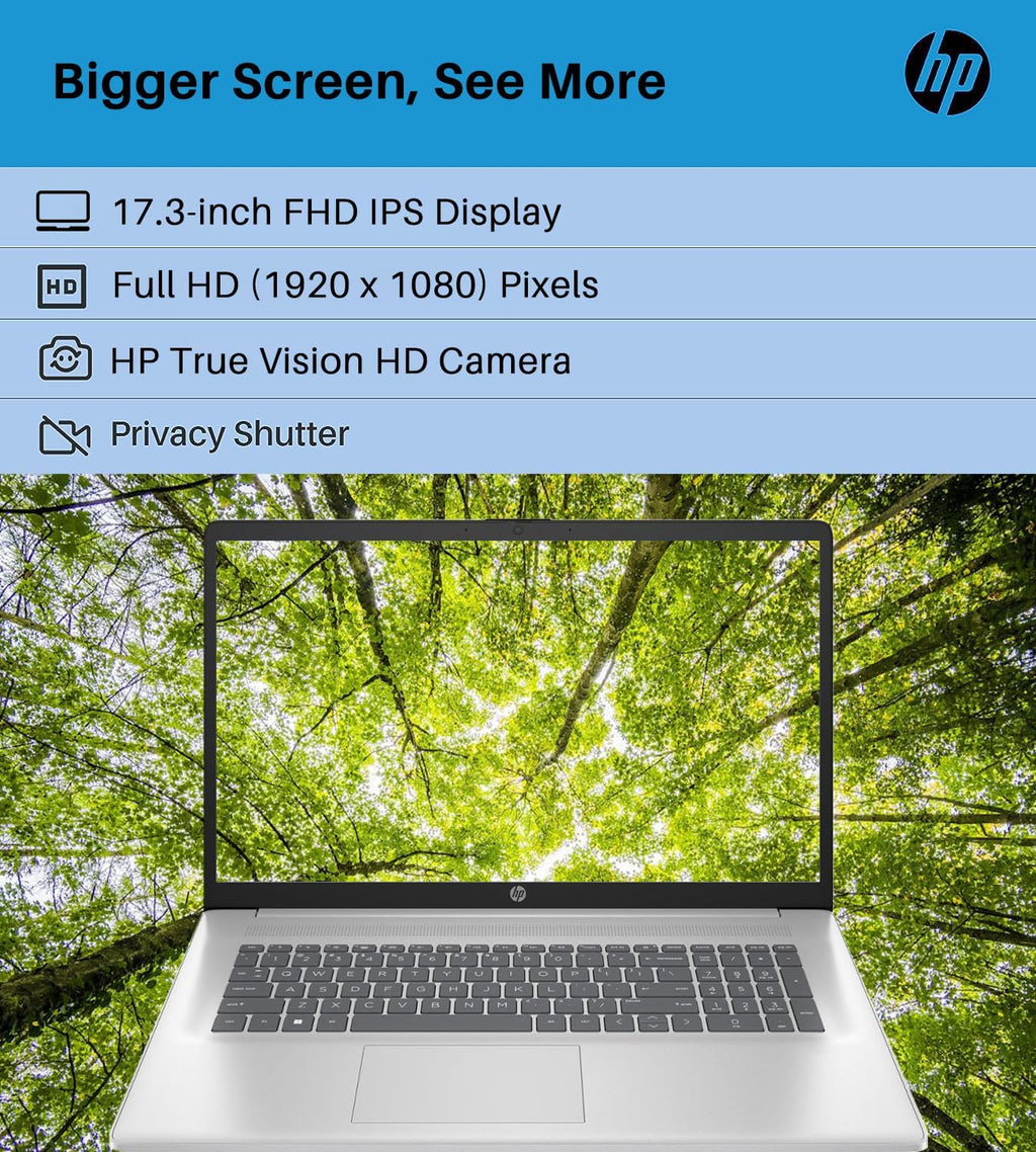 HP 2024 17 Business Laptop with Microsoft Office Lifetime License, 17.3' FHD IPS Screen, Intel 6-Core i3-1215U, 16GB RAM, 512GB SSD, Intel UHD Graphics, Anti-Glare, HD Camera, Win 11 Home