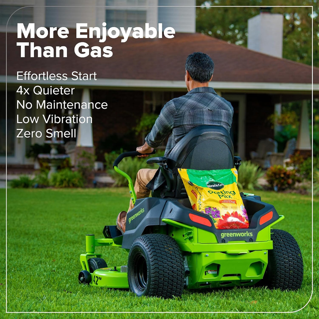 Greenworks 80V 42' CrossoverZ Zero Turn Riding Lawn Mower, (6) 6.0Ah Batteries and 600W Charger