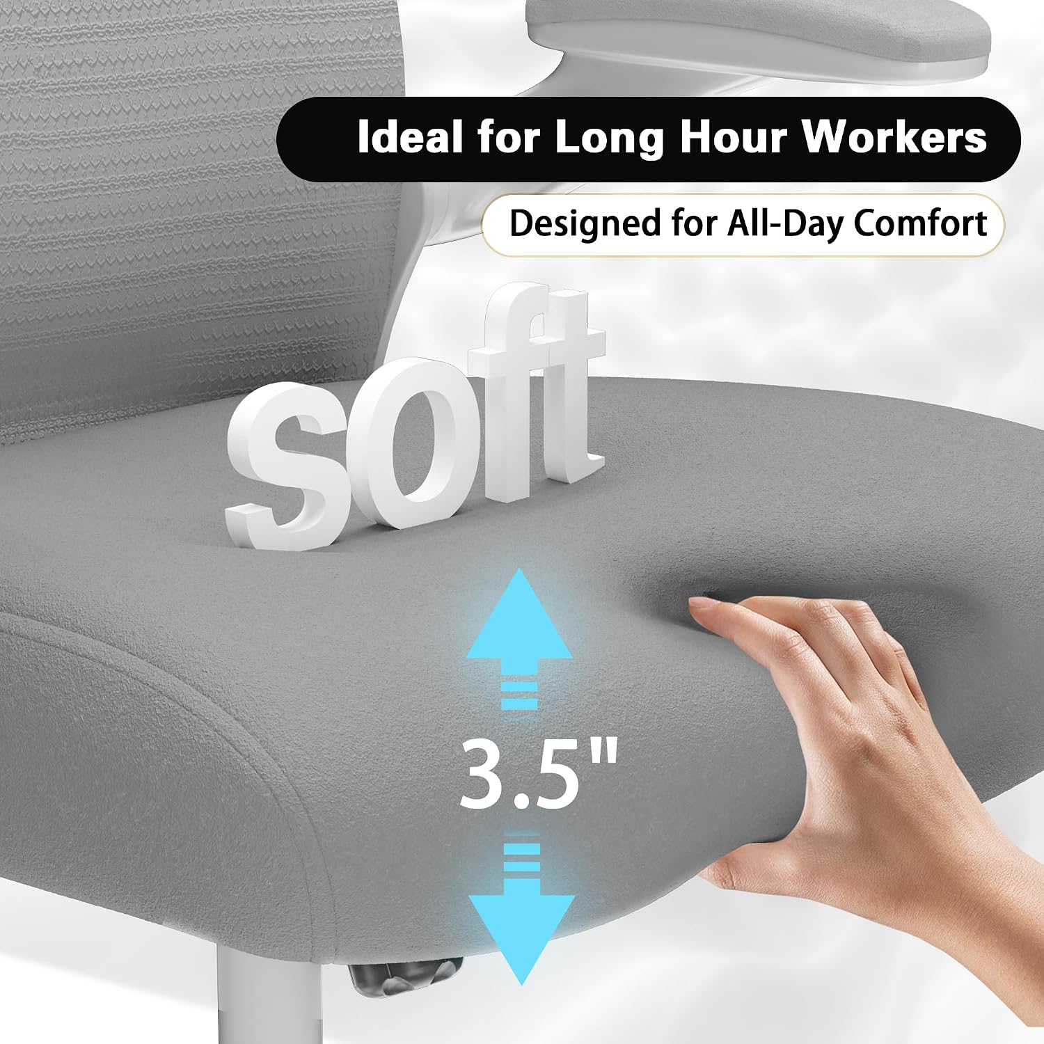 Office Desk Chair with Ergonomic Lumbar Support, Extra-Thick Seat Cushion, Flip-up Arms, Breathable Mesh Back, Computer Task Chair for Home Office