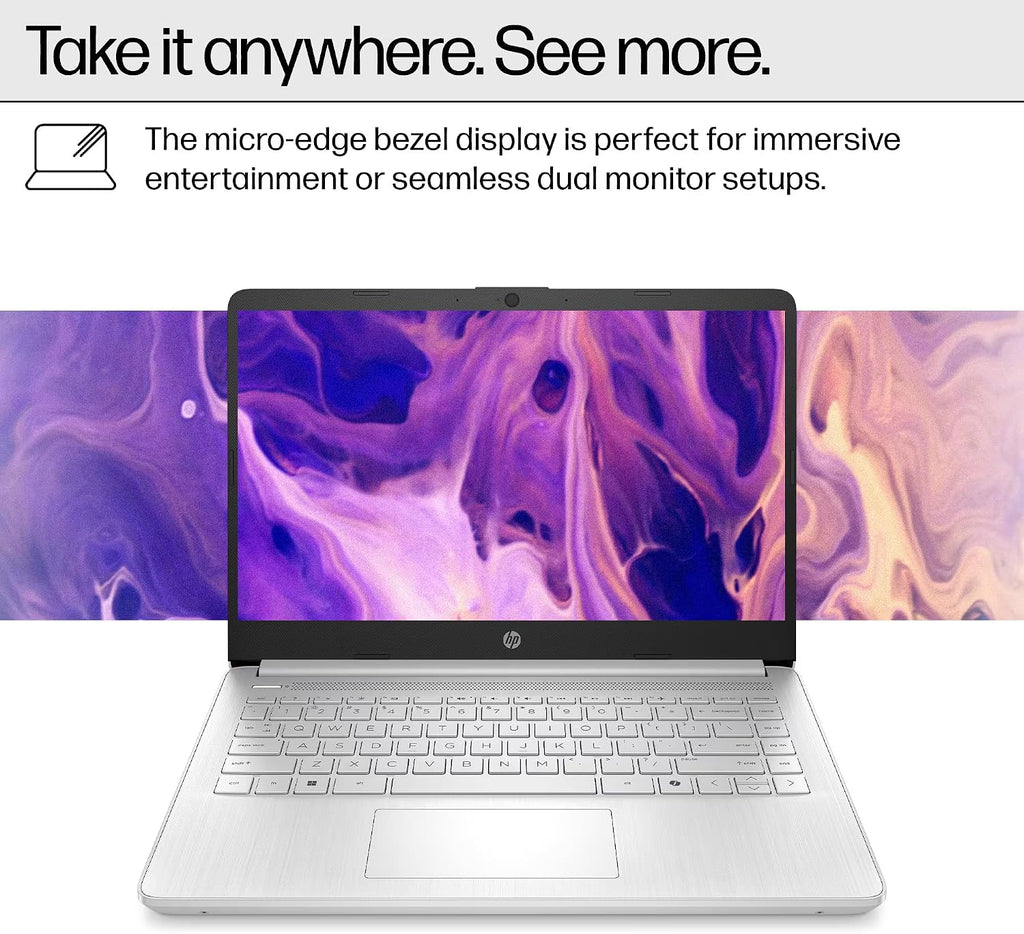 HP Ultrabook 14 Laptop Computer Business Study & Home 2025, Lifetime MS Office + Windows 11 Pro, Quad-Core Intel CPU, 8GB RAM & 628GB Storage (128GB UFS+500GB Ext), Wi-Fi 6, HubxcelAccessory, Silver