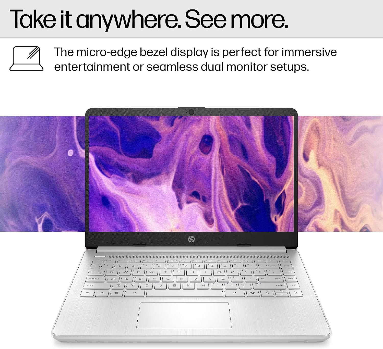 HP Ultrabook 14 Laptop Computer Business Study & Home 2025, Lifetime MS Office + Windows 11 Pro, Quad-Core Intel CPU, 8GB RAM & 628GB Storage (128GB UFS+500GB Ext), Wi-Fi 6, HubxcelAccessory, Silver