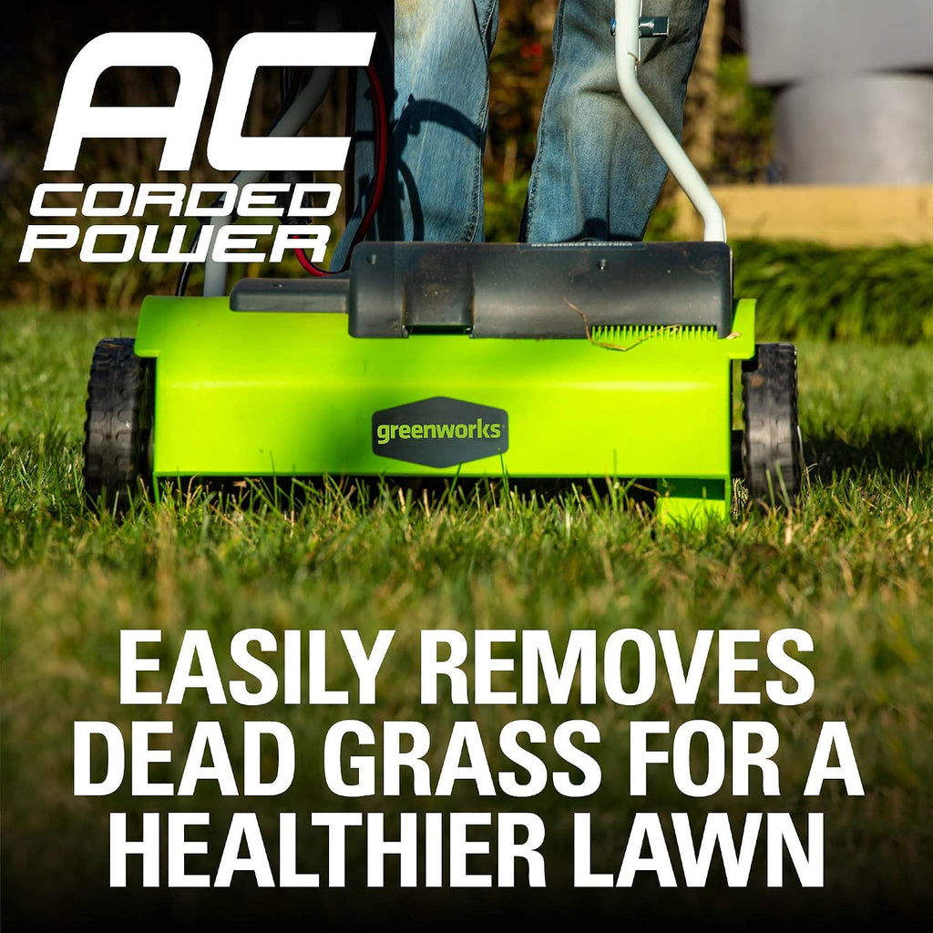 Greenworks 10 Amp 14' Corded Electric Dethatcher (Stainless Steel Tines)