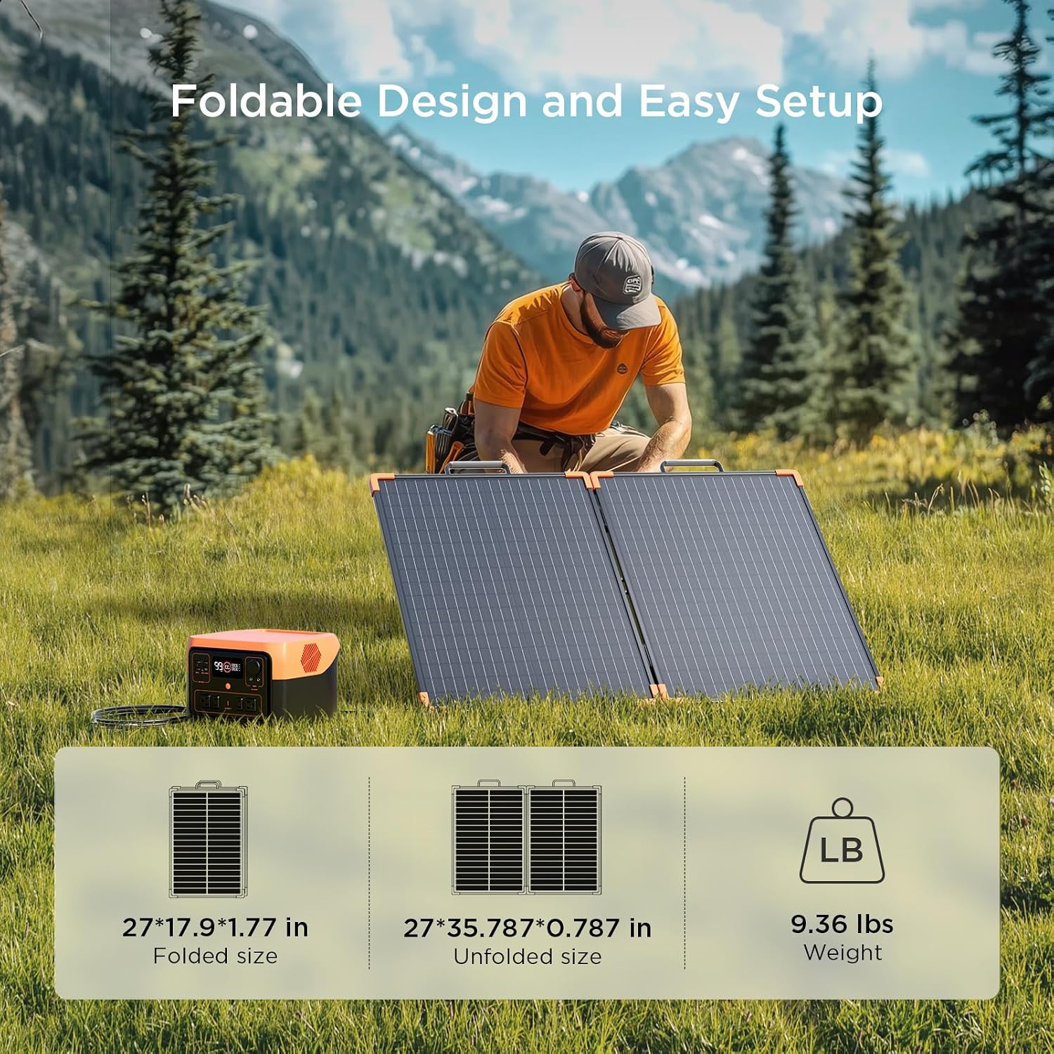 ZOUPW 100W Portable Solar Panel, Foldable Tempered Glass Solar Panel Kit with 20A PWM Controller for 12V Battery&Power Station, IP68 Waterproof 23.5% Efficiency for RV, Camping & Off-Grid