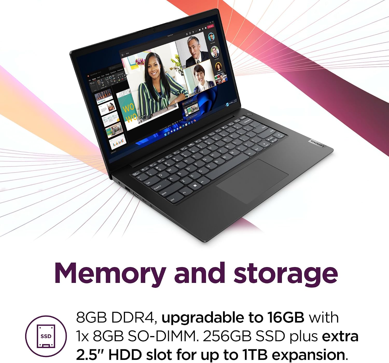 Lenovo 14 G4 - Laptop for Business - Intel Core i7-13620H - 14' FHD Display - 8GB RAM (upgradable to 16GB) - 256GB Storage (upgradable to 1TB) - Windows 11 Home - Thin & Portable - Business Black