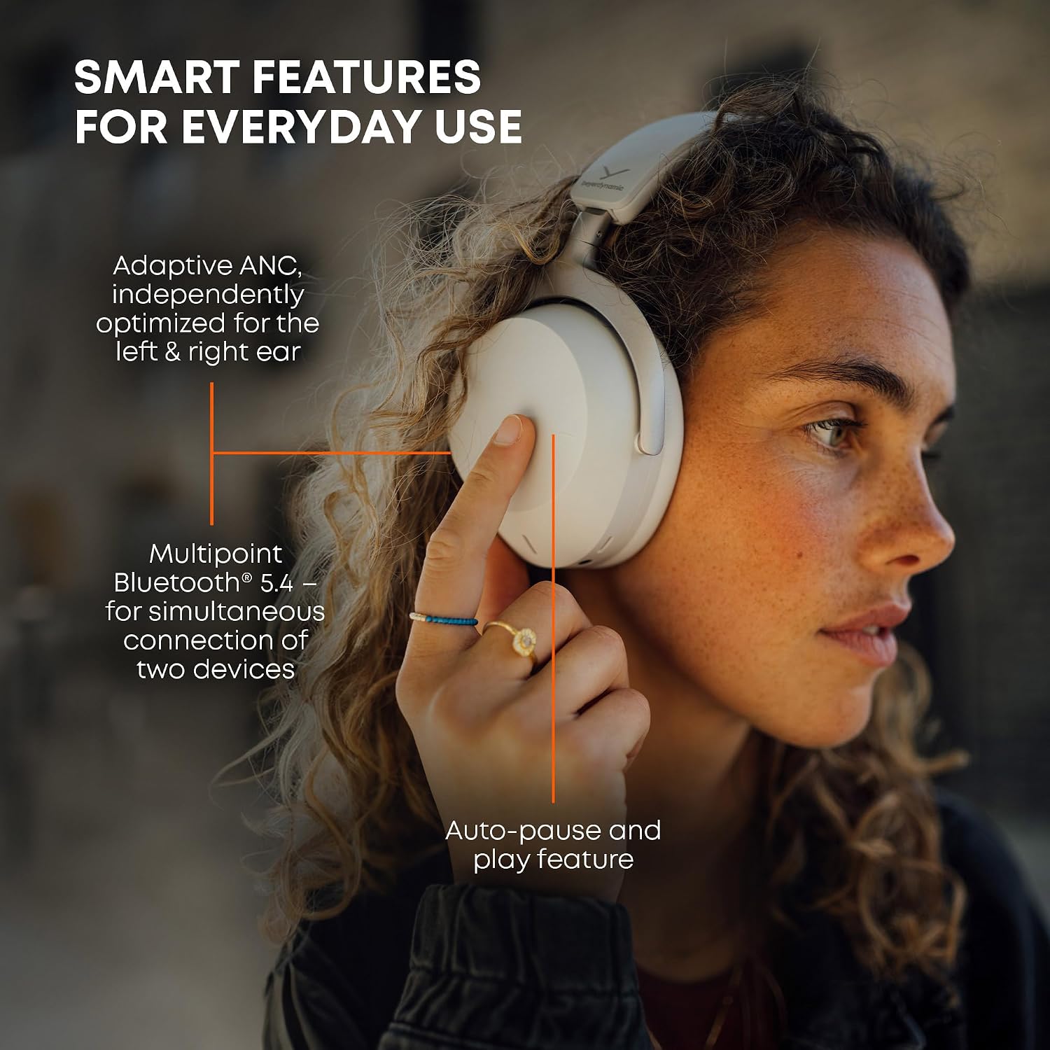 beyerdynamic AVENTHO 300 Wireless Bluetooth Headphones, Over Ear, Active Noise Cancelling, USB-C Charging, 50 Hours Playtime, Ultra Comfortable, Dolby Atmos and Head Tracking, Black
