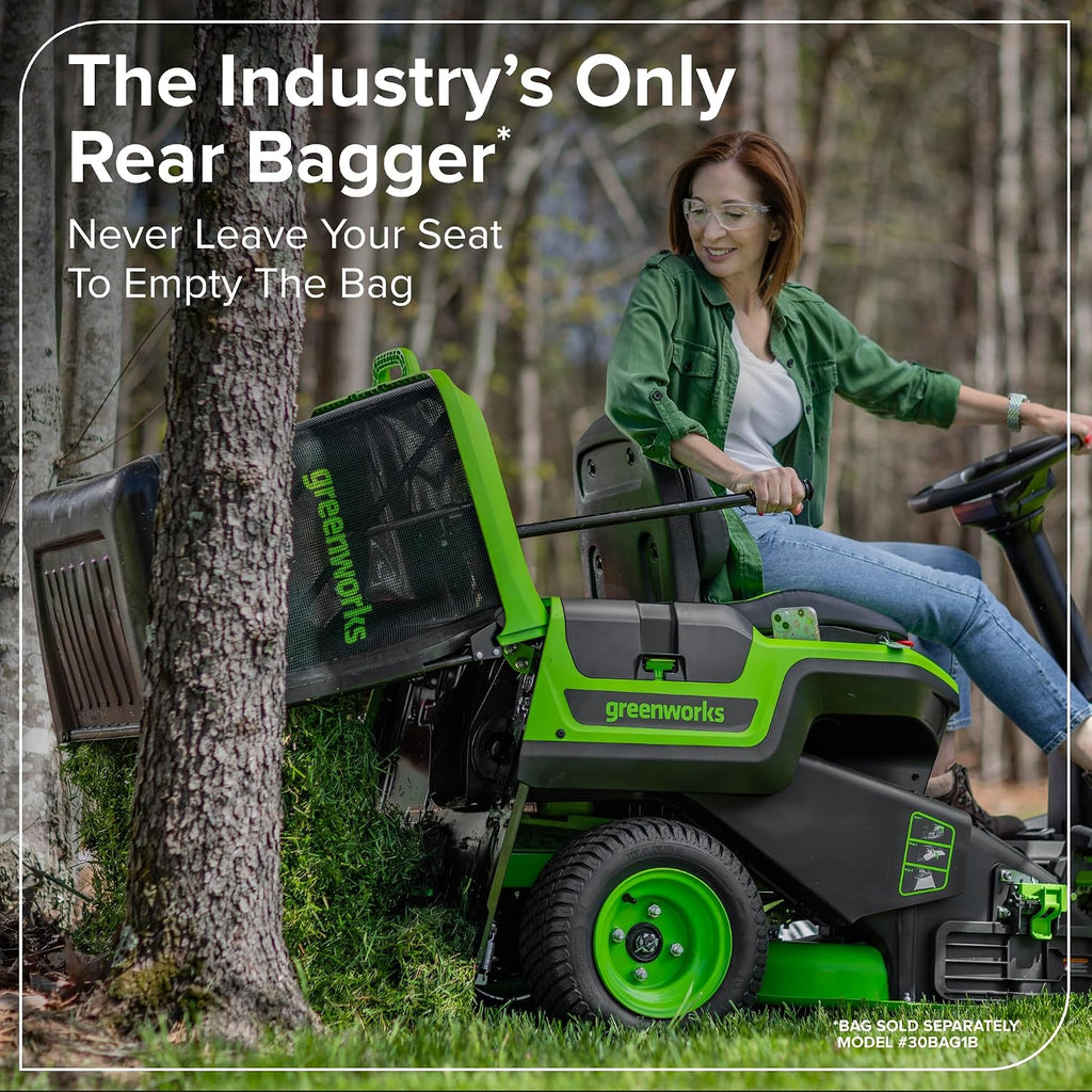 Greenworks 80V 30' Cordless Riding Lawn Tractor, (4) 6.0Ah Batteries and 600W Charger