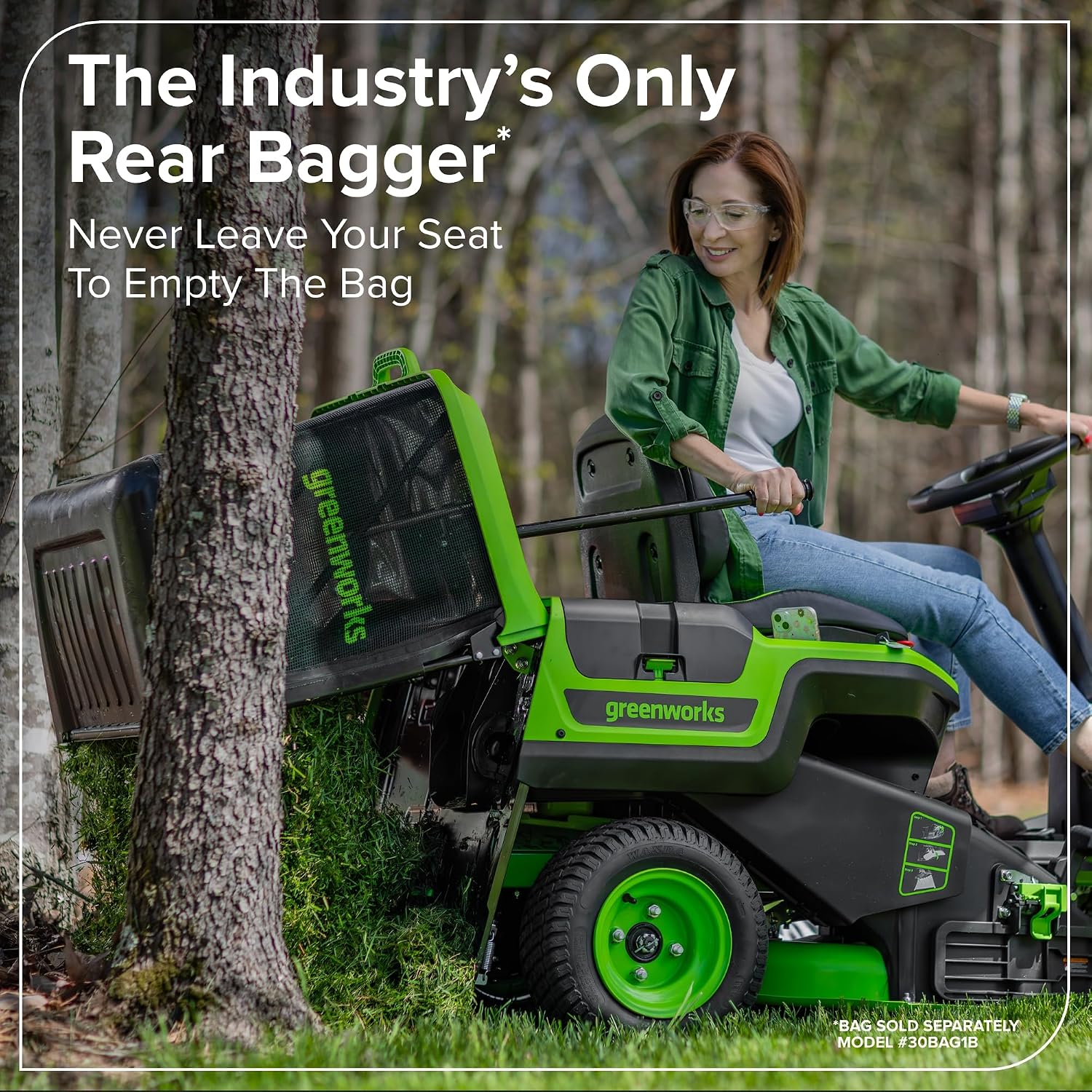 Greenworks 80V 30' Cordless Riding Lawn Tractor, (4) 6.0Ah Batteries and 600W Charger