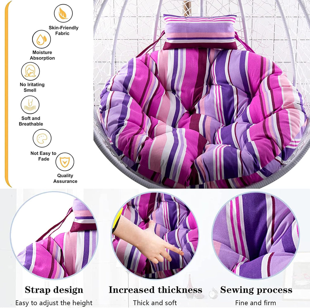 Papasan Chair Cushion Thick Comfortable and Oversized Egg Rocking Chair Cushion Round Indoor Hanging Egg Chair Cushions Swing Chair Cushion Without Chair (E 120cm/47.24in)
