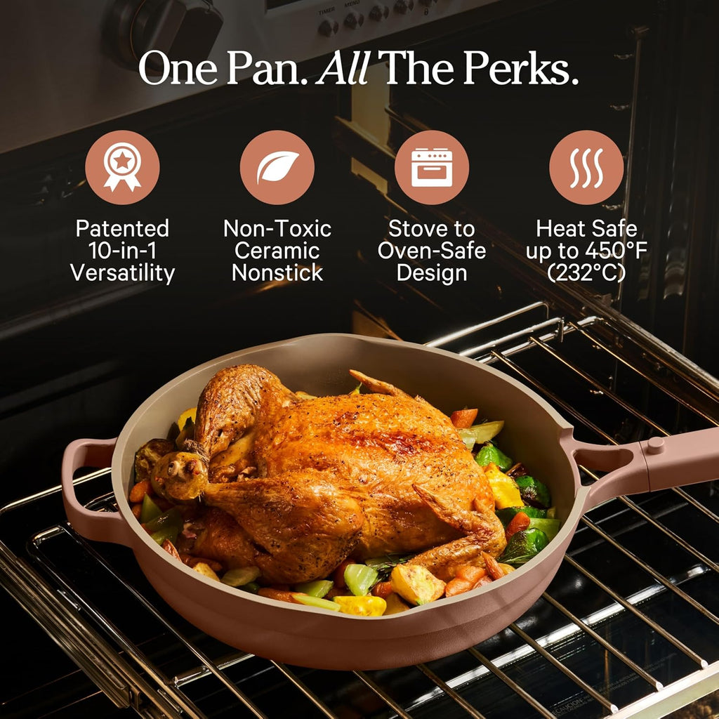 Our Place Large Always Pan | 12.5' Ceramic Pan with Modular Lid & Beechwood Spatula | Patented 10-in-1 Nonstick, Non-Toxic Cookware Made Without PFAS | Induction & Oven-Safe up to 450°F | Spice