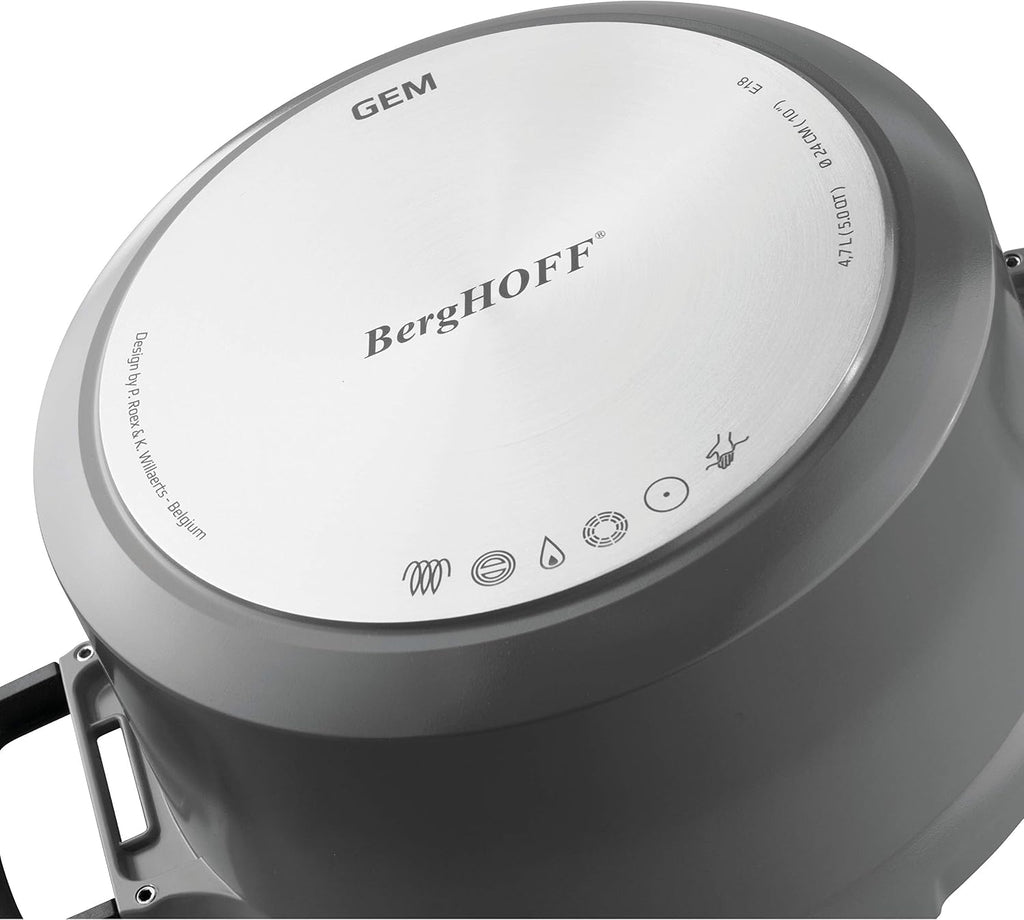 BergHOFF GEM Non-stick 2-Handle Sauté Pan 10.25' 4.1qt., Glass Lid, Ferno-Green, Non-Toxic Coating, Stay-cool Handle, Induction Cooktop Ready