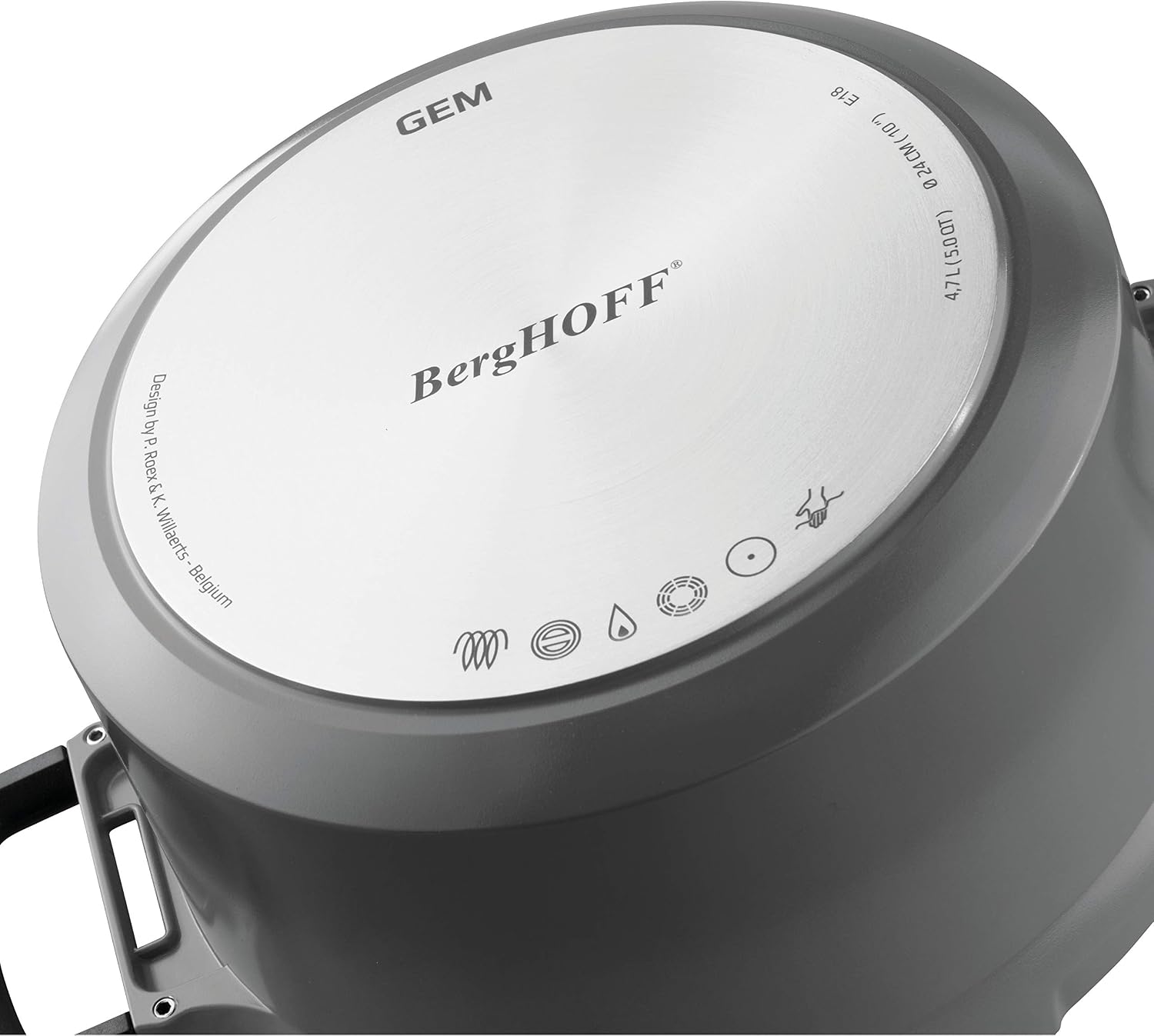 BergHOFF GEM Non-stick 2-Handle Sauté Pan 10.25' 4.1qt., Glass Lid, Ferno-Green, Non-Toxic Coating, Stay-cool Handle, Induction Cooktop Ready