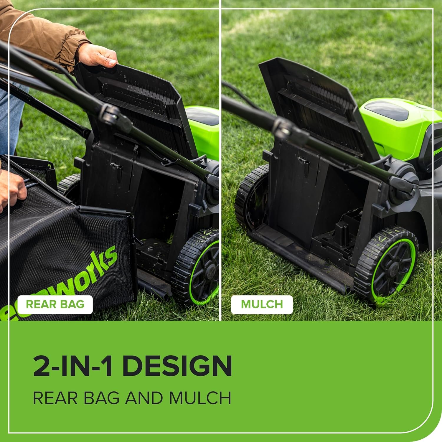 Greenworks 60V 17' Brushless Cordless Push Lawn Mower, 2-in-1 Mulching/Bagging, 4.0Ah Battery and 3A Charger(40min Runtime)