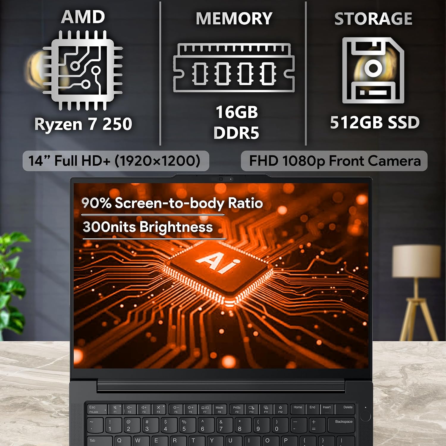 Lenovo ThinkPad E14 Gen 7 14' FHD+ Display, AMD Ryzen 7 250 (Beats Core 7 240H), 16GB DDR5 RAM, 512GB SSD PCIe, Backlit KB, WiFi 6E + BT, RJ-45, FHD Webcam, Windows 11 Pro, AI Business Laptop - Black
