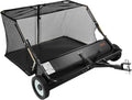 VEVOR Tow Behind Lawn Sweeper, 48 in Pull Behind Yard Sweeper, 26 cu. ft Hopper Bag Capacity, Leaf & Grass Collector with Dumping Rope, Adjustable Sweeping Height, Garden Sweepers for Lawn Farm