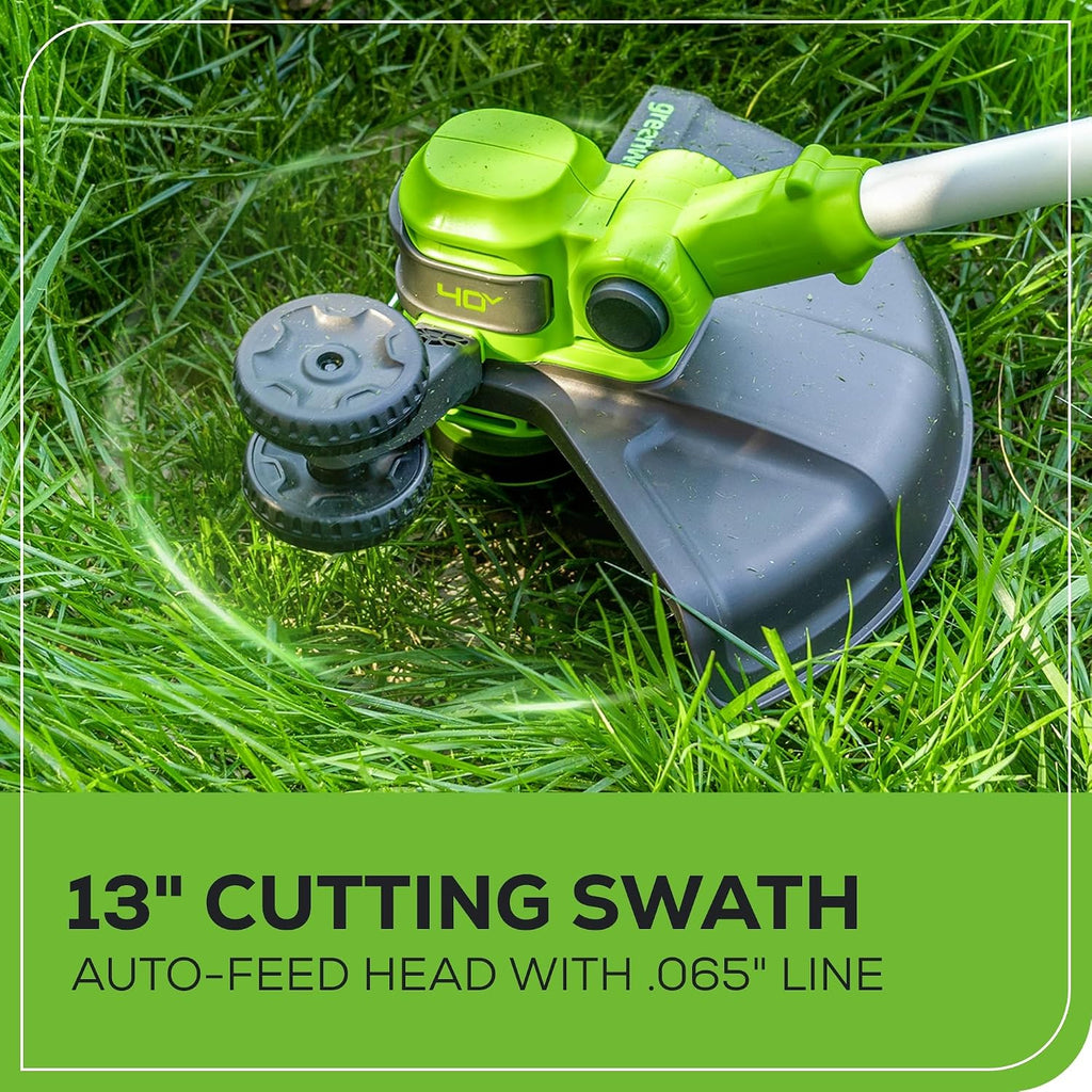 Greenworks 40V 16' Brushless Cordless (Push) Lawn Mower + Blower (350 CFM) + 13' String Trimmer (Bonus Spools), 4.0Ah + 2.0Ah Battery and Charger Included (75+ Compatible Tools)