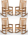 Ciokea Oversized Outdoor Rocking Chairs Set of 4, 380lbs Heavy-Duty Large Patio Rocker, High Back Cozy Porch Chairs, Weather Resistant Patio Rocking Chairs for Outside, Fire Pit, Deck, Teak