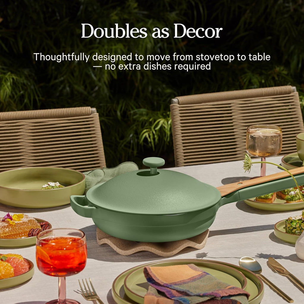 Our Place Large Always Pan | 12.5' Ceramic Pan with Modular Lid & Beechwood Spatula | Patented 10-in-1 Nonstick, Non-Toxic Cookware Made Without PFAS | Induction & Oven-Safe up to 450°F | Sage