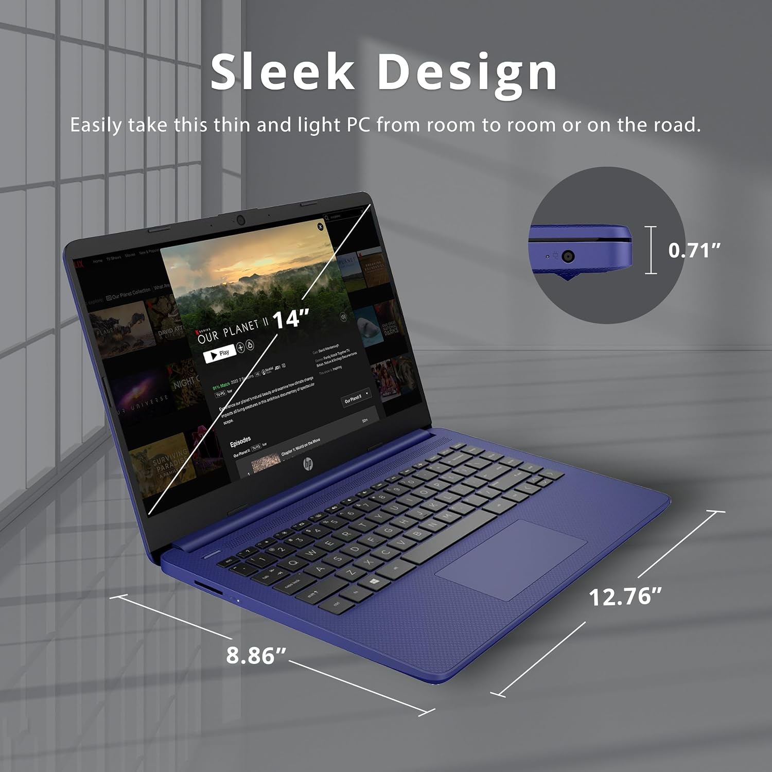 HP Stream 14″ HD Laptop for Students & Business, Intel Celeron Processor, 8GB RAM, 224GB Storage (64GB eMMC + 160GB Docking Station Set), UHD Graphics, 1 Year Office 365, 720p Webcam, Win 11, Blue