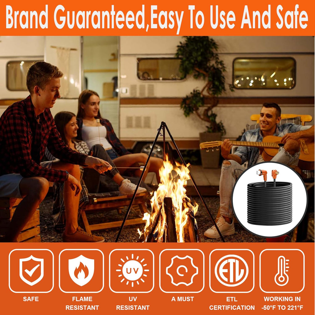 50 Amp RV Extension Cord 100 ft, Heavy Duty 6/3+8/1 SJTW AWG RV Power Cord with Grip Handle Twist Lock, NEMA 14-50P to SS2-50R with LED Indicator
