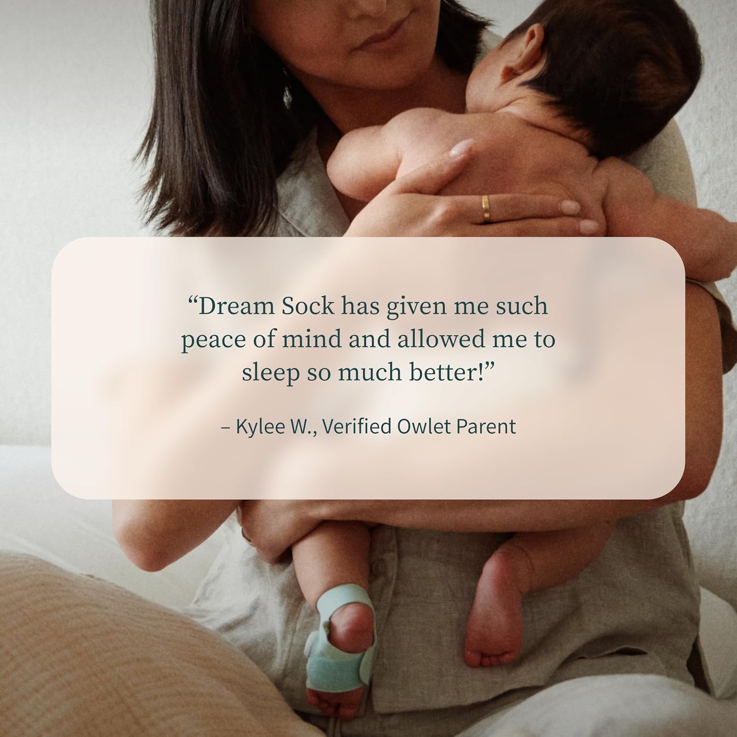 Owlet Dream Sock – Smart Wearable Baby Monitor, Infant SpO2 Monitor Tracks Heart Rate & Oxygen - Parents Receive Alerts, Sleep & Health Insights via App - Dusty Rose