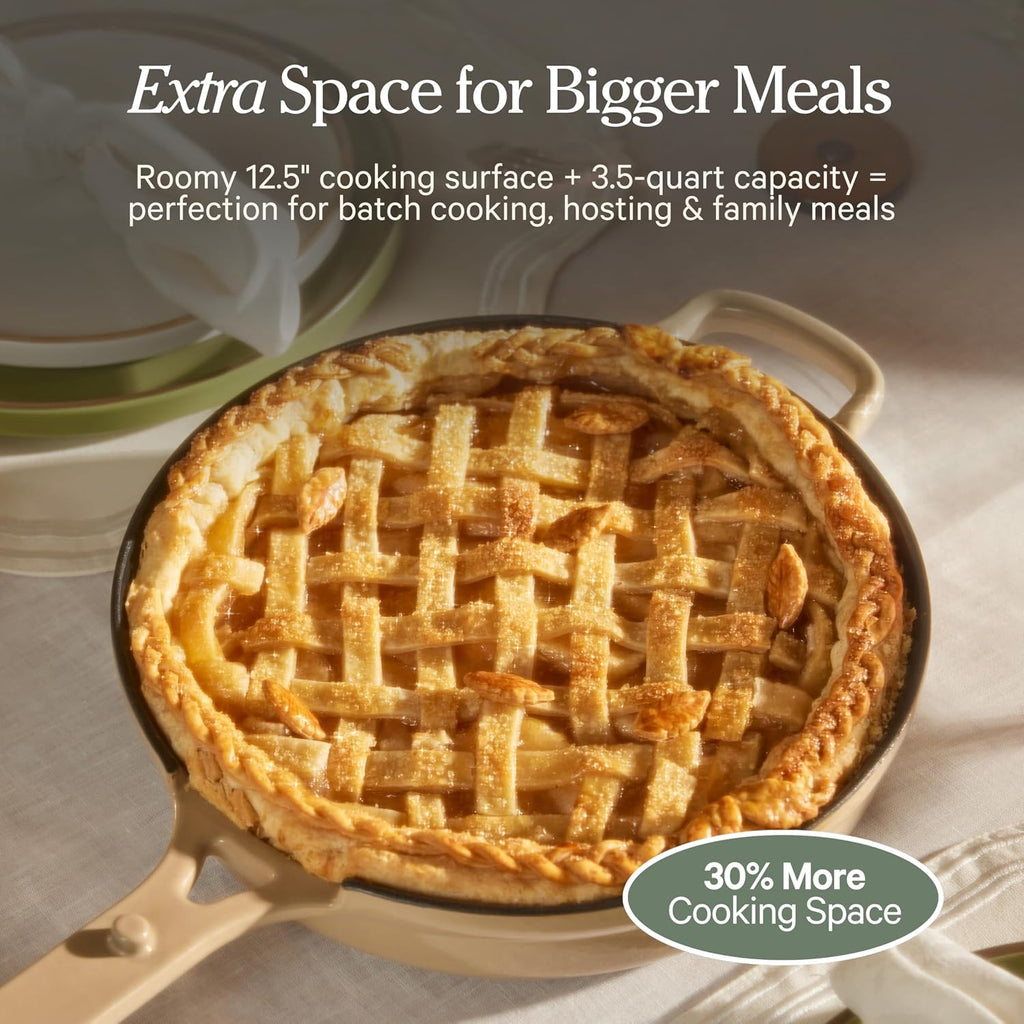 Our Place Large Always Pan | 12.5' Ceramic Pan with Modular Lid & Beechwood Spatula | Patented 10-in-1 Nonstick, Non-Toxic Cookware Made Without PFAS | Induction & Oven-Safe up to 450°F | Char