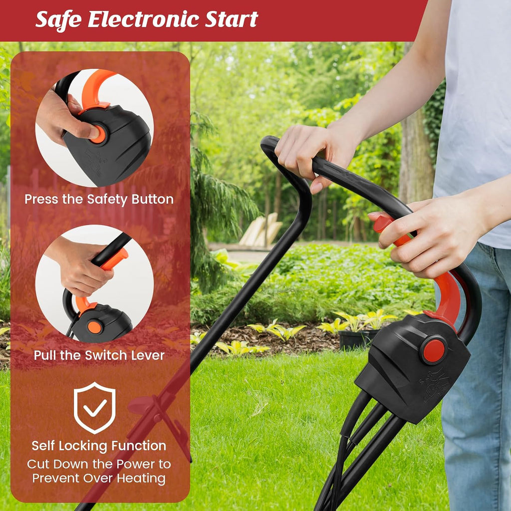 Goplus Lawn Mower, Electric Lawn Mowers with Grass Collection Box, 12 AMP Motor, 14' Cutting Deck, 3 Adjustable Cutting Positions, Walk-Behind Small Corded Lawnmower for Garden Farm Yard