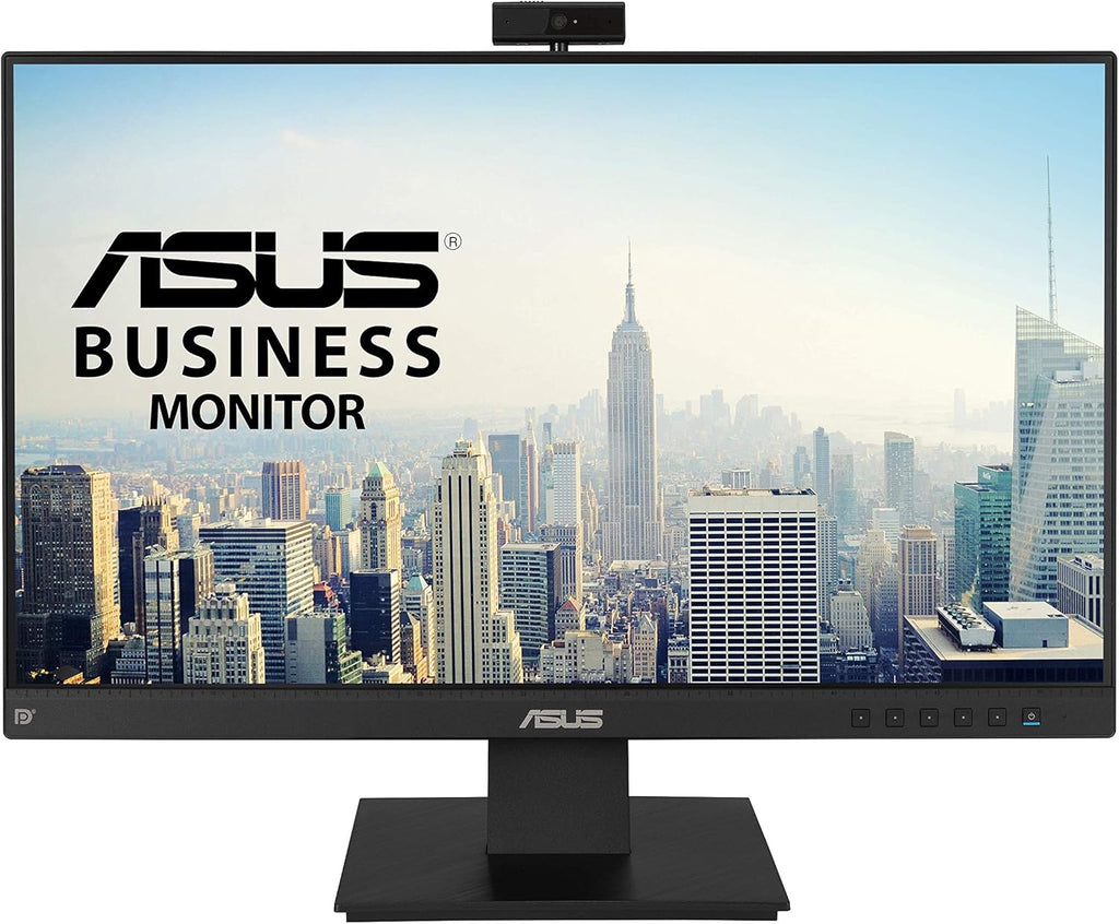 ASUS BE24EQK 24' Business Monitor with 1080P Full HD IPS, Eye Care, DisplayPort HDMI, Frameless, Built-in Adjustable 2MP Webcam, Mic Array, Stereo Speaker, Video Conference,Black
