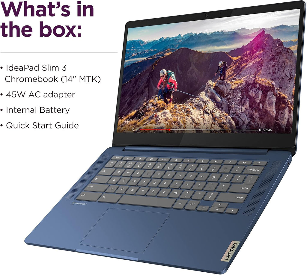 Lenovo Chromebook 14 Laptop (14' FHD Touchscreen, 8-Core 2.0GHz Processor, 4GB RAM, 192GB (64GB eMMC + 128GB SD Card)), IST HUB, Anti-Glare, Webcam, 13-Hr Long Battery Life, Chrome OS w/Google AI