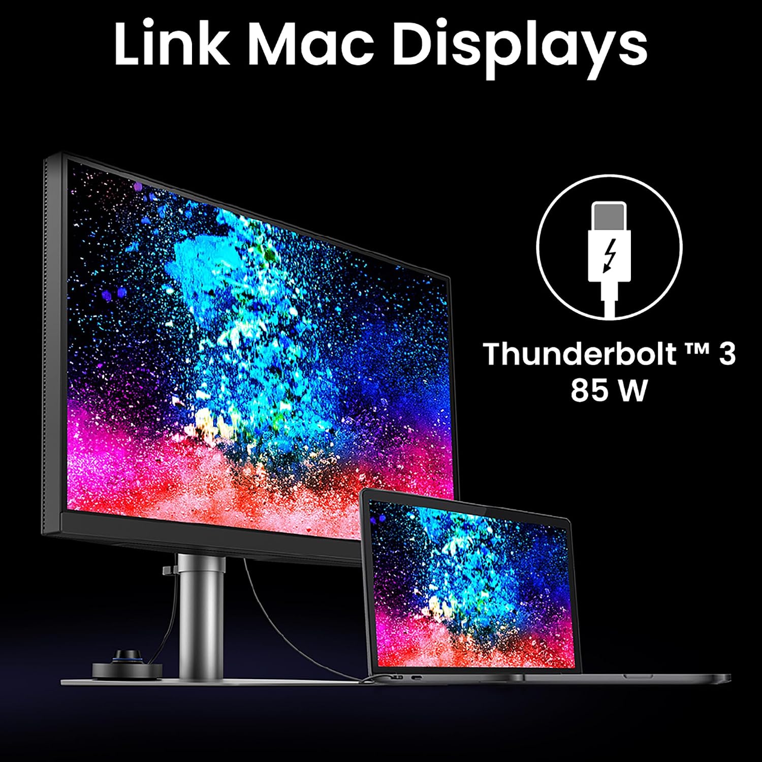 BenQ PD3225U 32 Inch 4K IPS Black UHD Thunderbolt Monitor for MacBook, AQCOLOR, 98% P3, 100% sRGB & Rec.709, DeltaE ≤2, Uniformity, Factory Calibration, USB-C 85W, USB Hub, Daisy Chain, KVM Switch