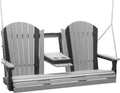 LuxCraft 5' Adirondack Hanging Porch Swing with Flip Down Console, Outdoor Patio Swing, Front Porch Swing, Outdoor Swing Bench (Dove Gray & Black)