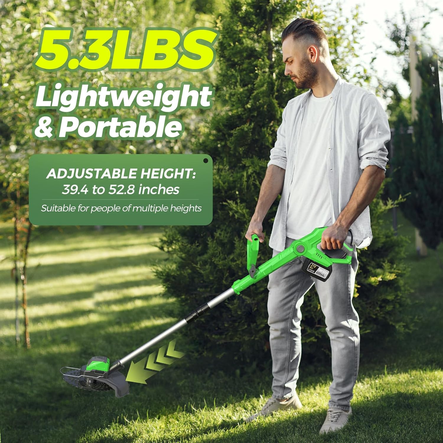 21V Electric Weed Wacker Cordless Weed Wacker with 2 x 4.5Ah Batteries, 960W Brushless Motor Weed Eater, 4-in-1 Multifunctional Grass Trimmer Lawn Tool Cordless Cutter Mower, Garden Gifts