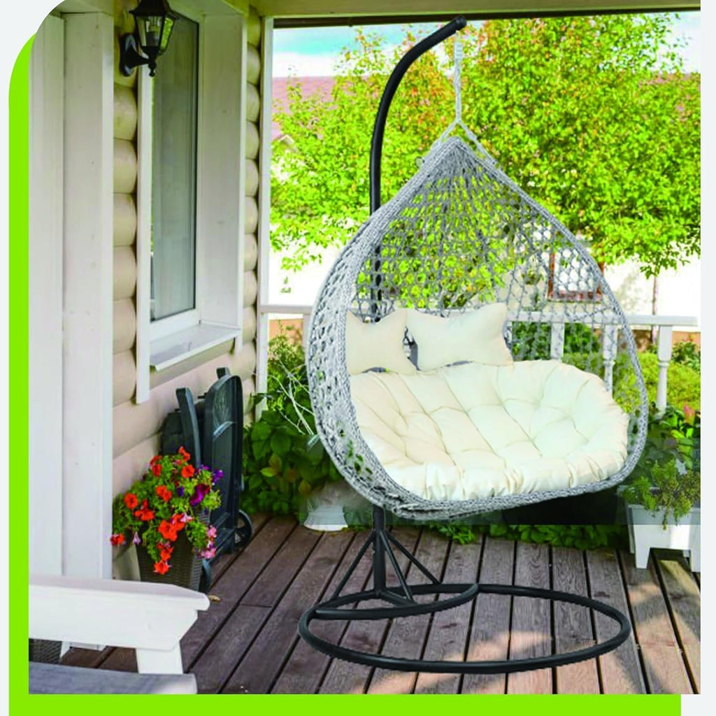 Double Seat Egg Chair Cushion Washable, Outdoor Cushion Replacement 2 Person Thick 6inch Round Hanging Hammock Chair Cushion Only with Zipper for Hanging Egg Chair Swing