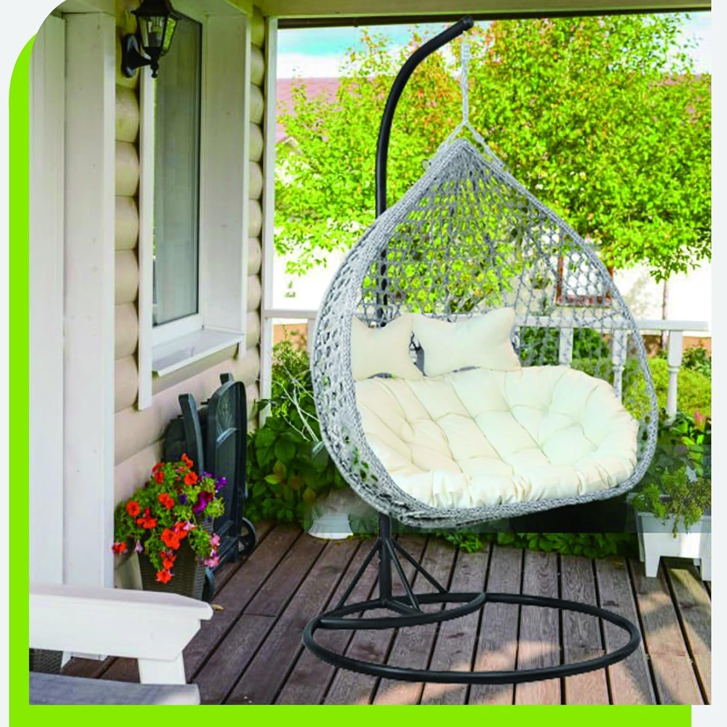 Double Seat Egg Chair Cushion Washable, Outdoor Cushion Replacement 2 Person Thick 6inch Round Hanging Hammock Chair Cushion Only with Zipper for Hanging Egg Chair Swing
