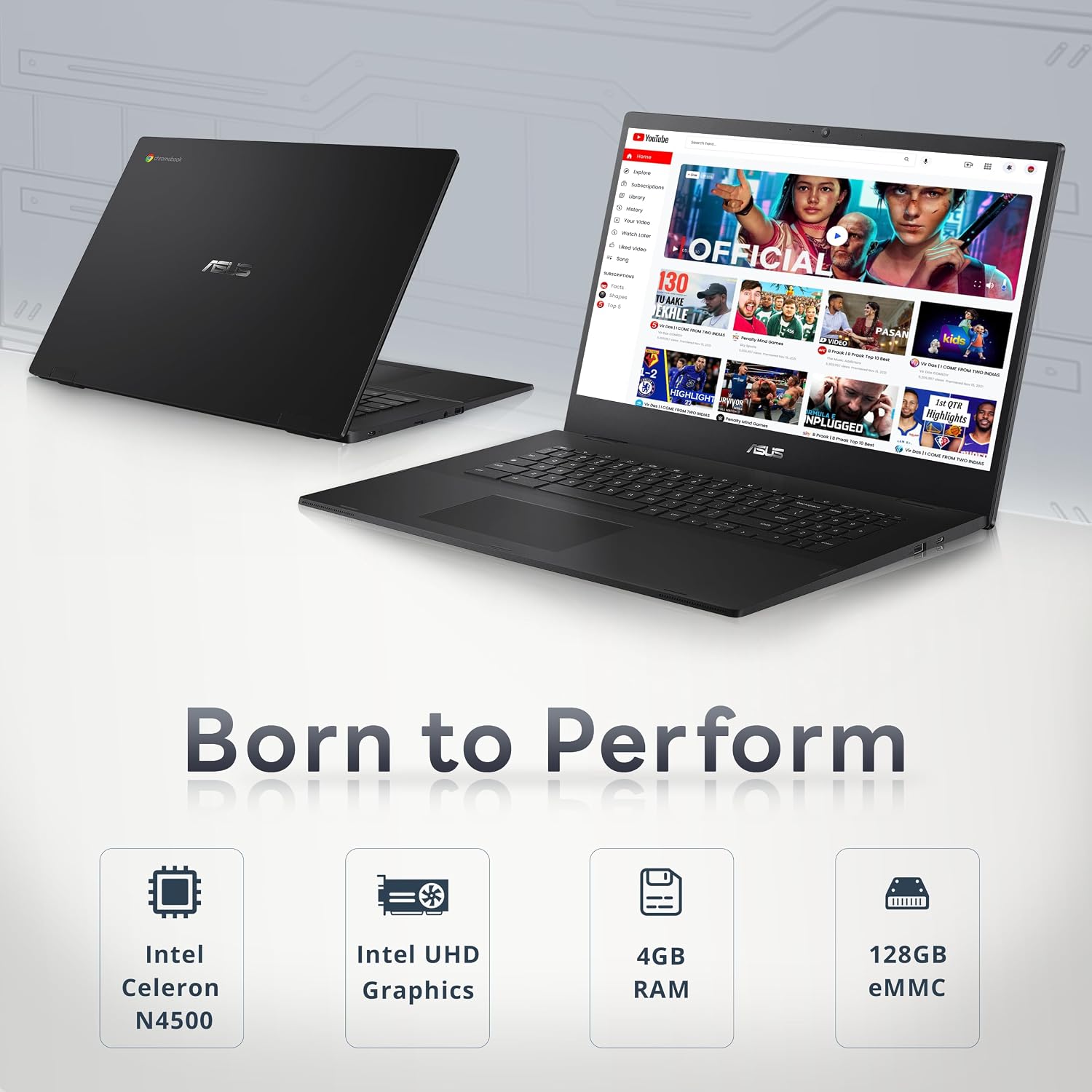 ASUS Chromebook CX1700 17.3' FHD Laptop, Intel Celeron N4500 Processor, 4GB RAM, 128GB eMMC, Intel UHD Graphics, 720P Webcam, Wi-Fi 6, Bluetooth, Chrome OS, Gray (Renewed)