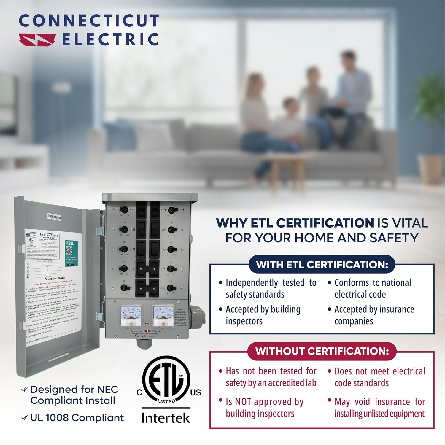 Connecticut Electric EmerGen Transfer Switch - 30 Amp, 6-Circuit, 7500W
