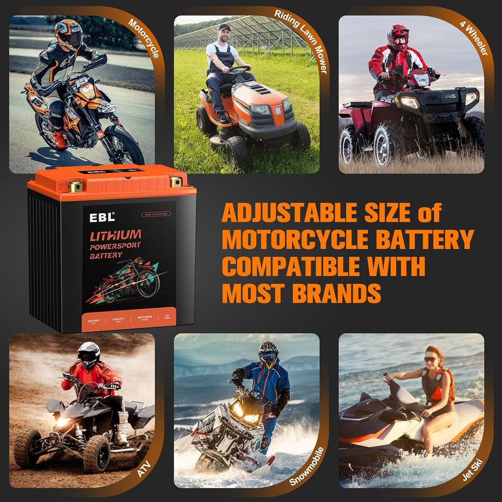 EBL Lithium YTX30L-BS, 540CCA Lithium LiFePO4 Motorcycle Battery, 12V 18Ah ATV, UTV, Jet Ski, 4 Wheeler, Quad, Riding Lawn Mower, Tractor, Scooter, PWC, Seadoo, Polaris and Generator Battery