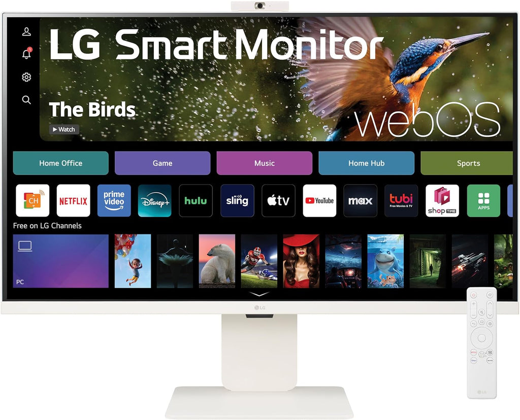 LG 32SR85U-W Smart Monitor 32-inch 4K UHD (3840x2160), IPS Display, webOS 23, USB Type-C 90W PD, Built-in FHD Webcam & Speaker, HDR 10, AirPlay 2, Screen Share, Bluetooth, White
