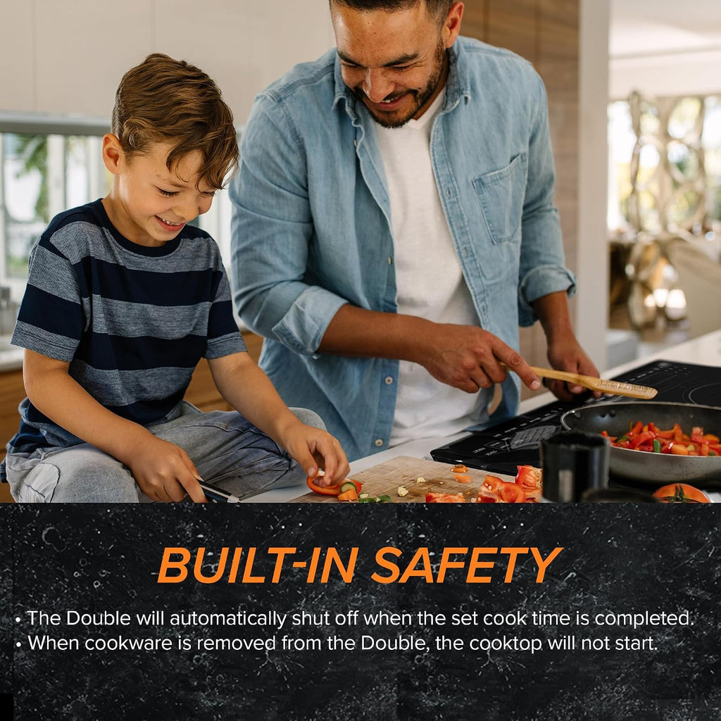 Nuwave Double Pro Cooktop Induction Countertop Burner, Portable, 900/1500/1800W with Dynamic Watt Technology, 50°F to 575°F, 8' Heating Coil, Shatter-Proof Ceramic Glass, Seamless IMD Touch Panel