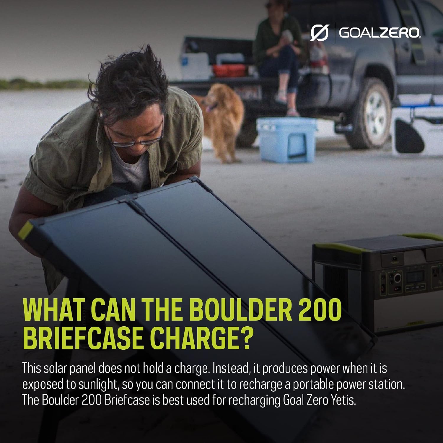 Goal Zero Boulder 200 Briefcase, 200-Watt Monocrystalline Solar Panel with Kickstand, Portable Solar Panel for Camping and Tailgating, Emergency Solar Power