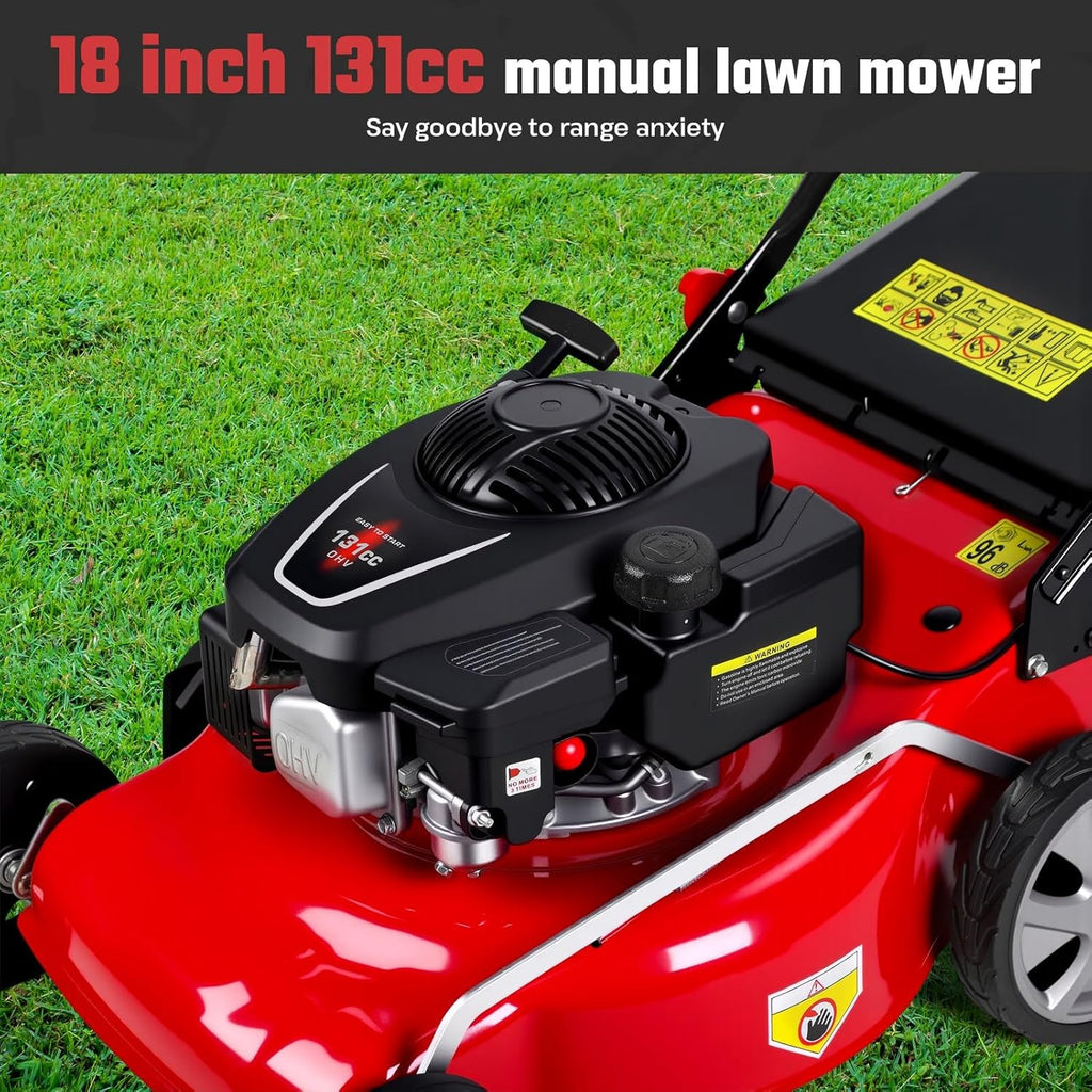 Foldable Self-Propelled Gas Lawn Mower with 131cc 4-Stroke Engine, 3-in-1(Bag/Mulch/Rear Discharge),8 Cutting Heights, Durable Steel Deck, Forced Air-Cooling System
