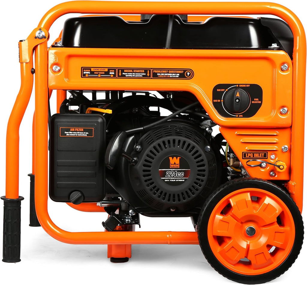 WEN DG4500iX 4500-Watt RV and Transfer-Switch-Ready Dual Fuel Open Frame Inverter Generator with Electric Start and CO Watchdog