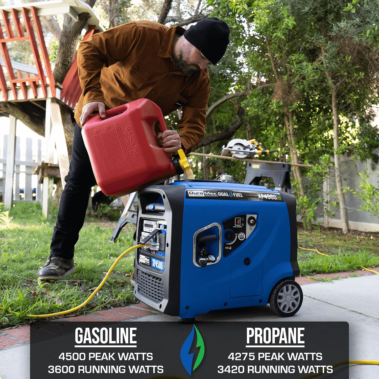 DuroMax XP4500iH 4,500-Watt Dual Fuel Portable Digital Inverter Generator - Gas & Propane, Remote Electric Start, RV & Emergency Ready