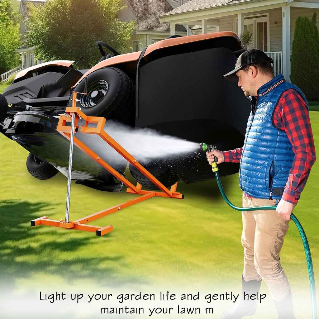 Lawn Mower Jack Lift, Upgraded Lawn Tractor Lift with 1000 Lb Weight Capacity, Retractable Riding Mower Lift Installation is Simple, Easy to Store (High Carbon Steel)