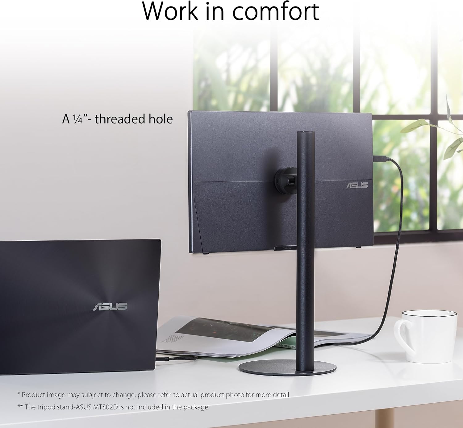 ASUS ZenScreen 15.6' 1080P Portable Monitor (MB16ACVR) - Full HD, IPS, Eye Care, Flicker Free, Blue Light Filter, Kickstand, USB-C Power Delivery, for Laptop, PC, Phone, Console