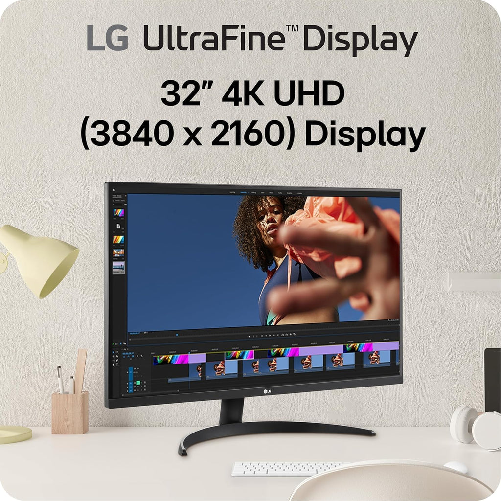 LG Ultrafine 32' 4K UHD Computer Monitor | HDR10 with 90% DCI-P3 Color | Borderless Design | Built-in MaxxAudio Speakers | OnScreen Control | Lack Stabilizer & Dynamic Action Sync | HDMI, DisplayPort
